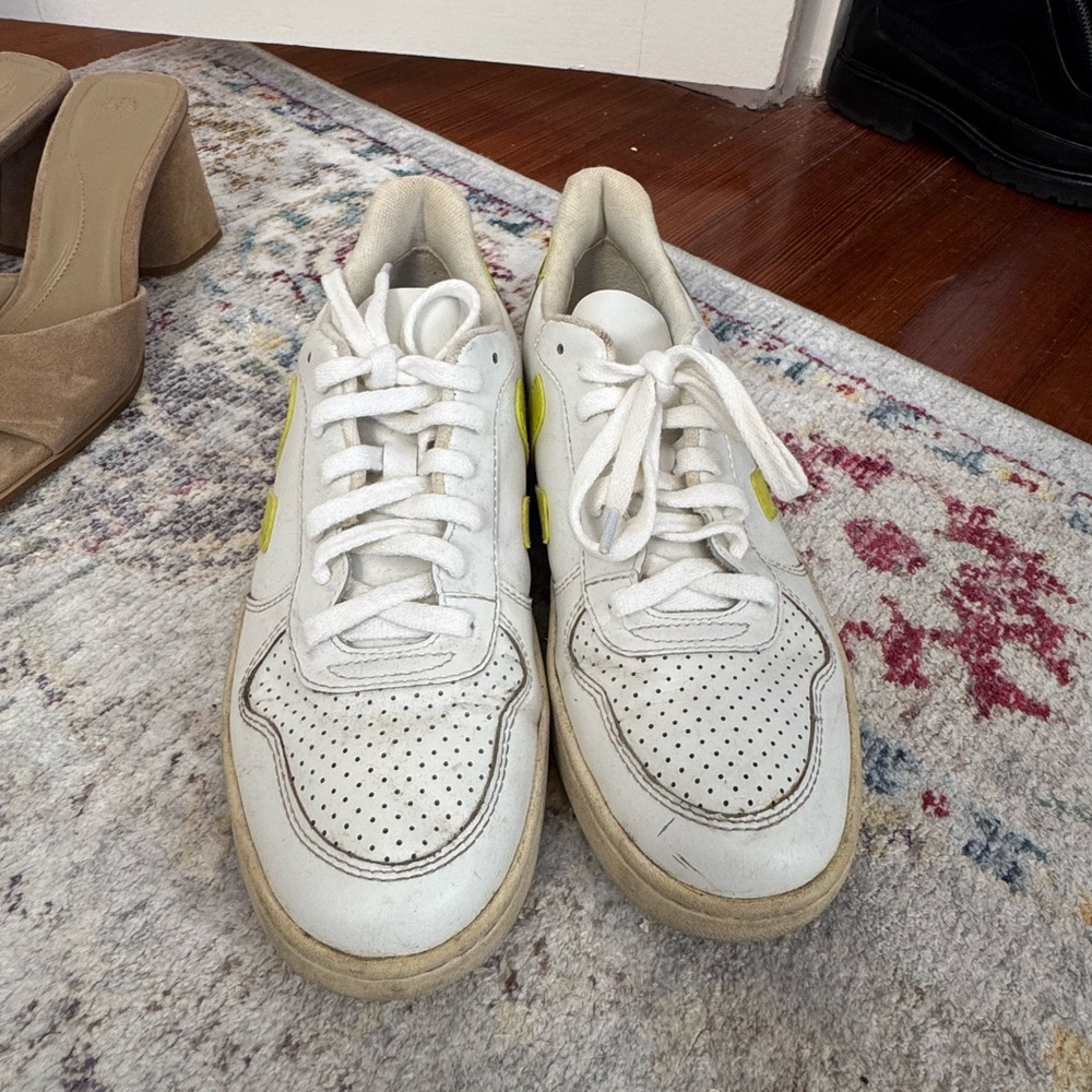 Veja Neon Green and White Sneakers
